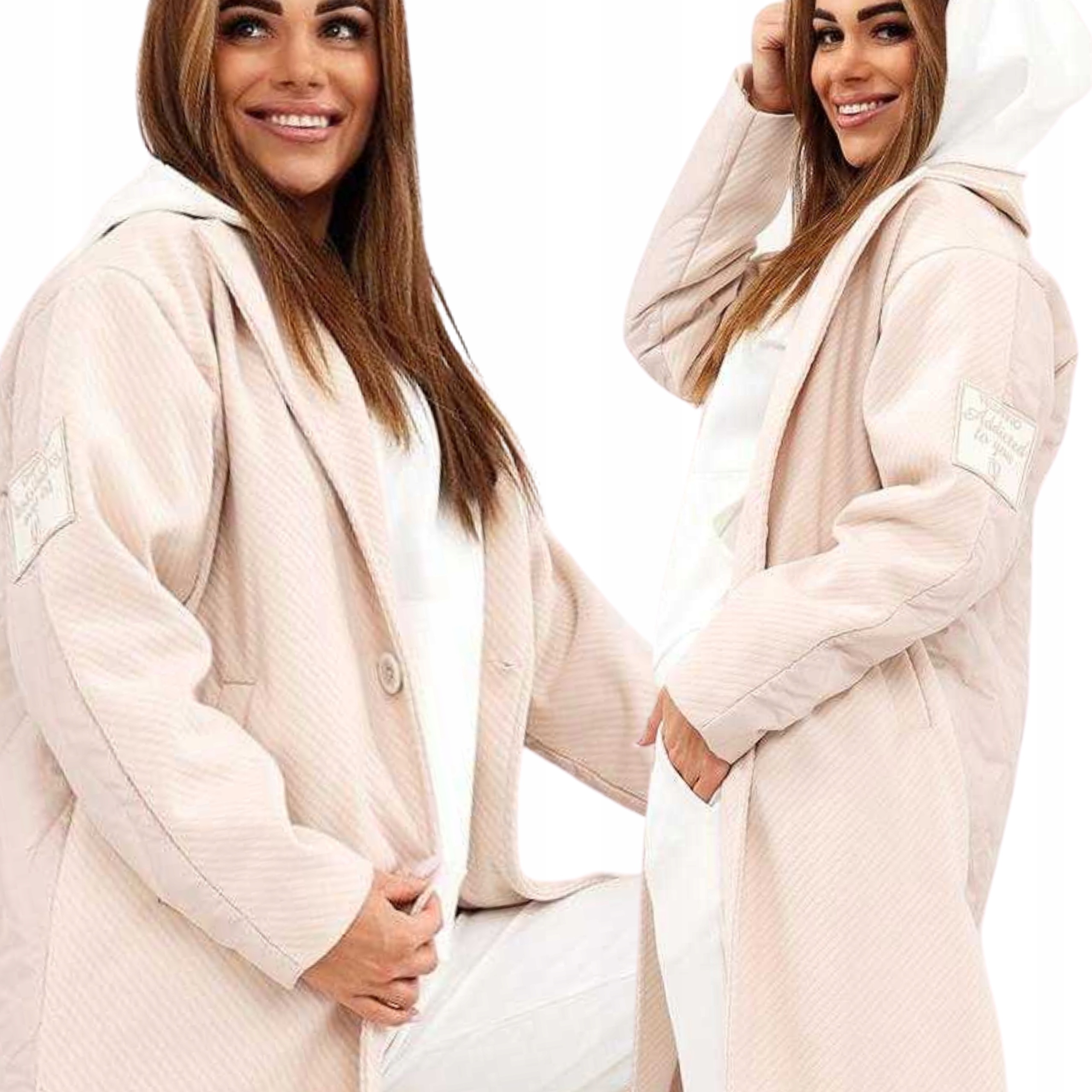 Płaszcz Damski Kurtka Żakiet Marynarka Przejściowy Polski 38 M Beżowy 3152