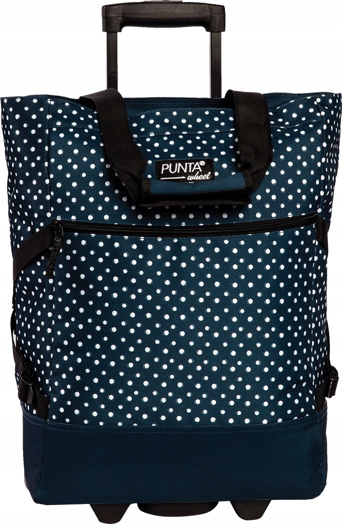 Punta torba wózek na zakupy poliester niebieska w groszki groszki