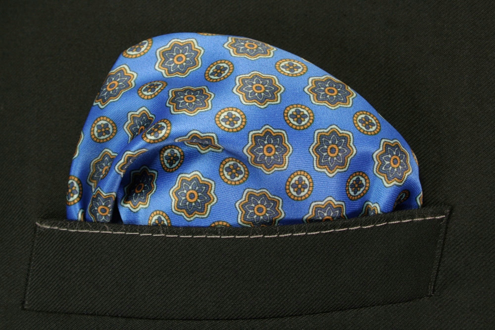 Niebiesko-Granatowa Poszetka Wzór Geometryczny Materiał dominujący poliester