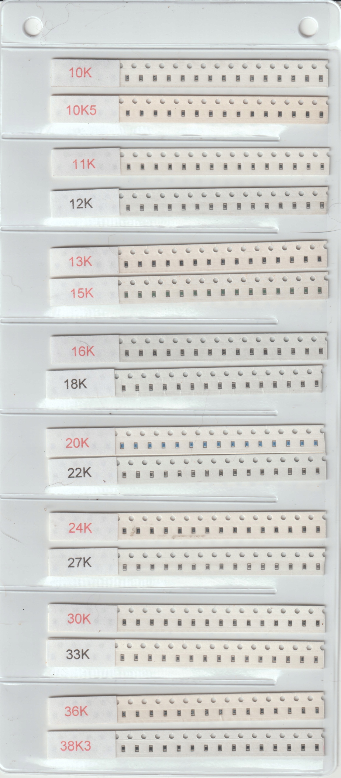 [640szt] Zestaw Rezystorów Smd 0603 10K-91K Szereg E-24 8