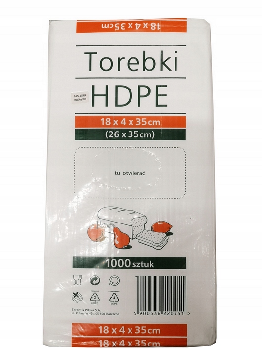 

Woreczki Torebki Hdpe śniadaniowe 18x35 cm 1000szt