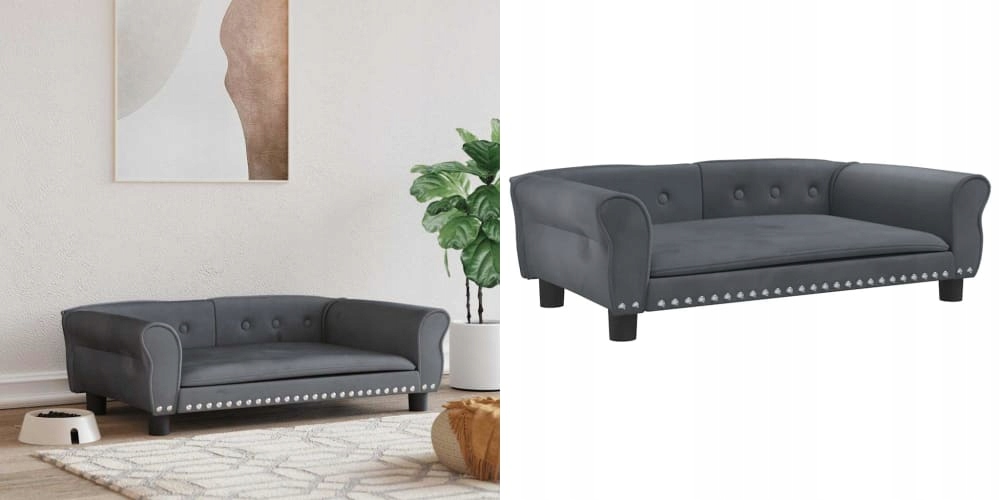 Levně Tmavě šedé Pelíšek pro psa, sametové, 95x55x30 cm