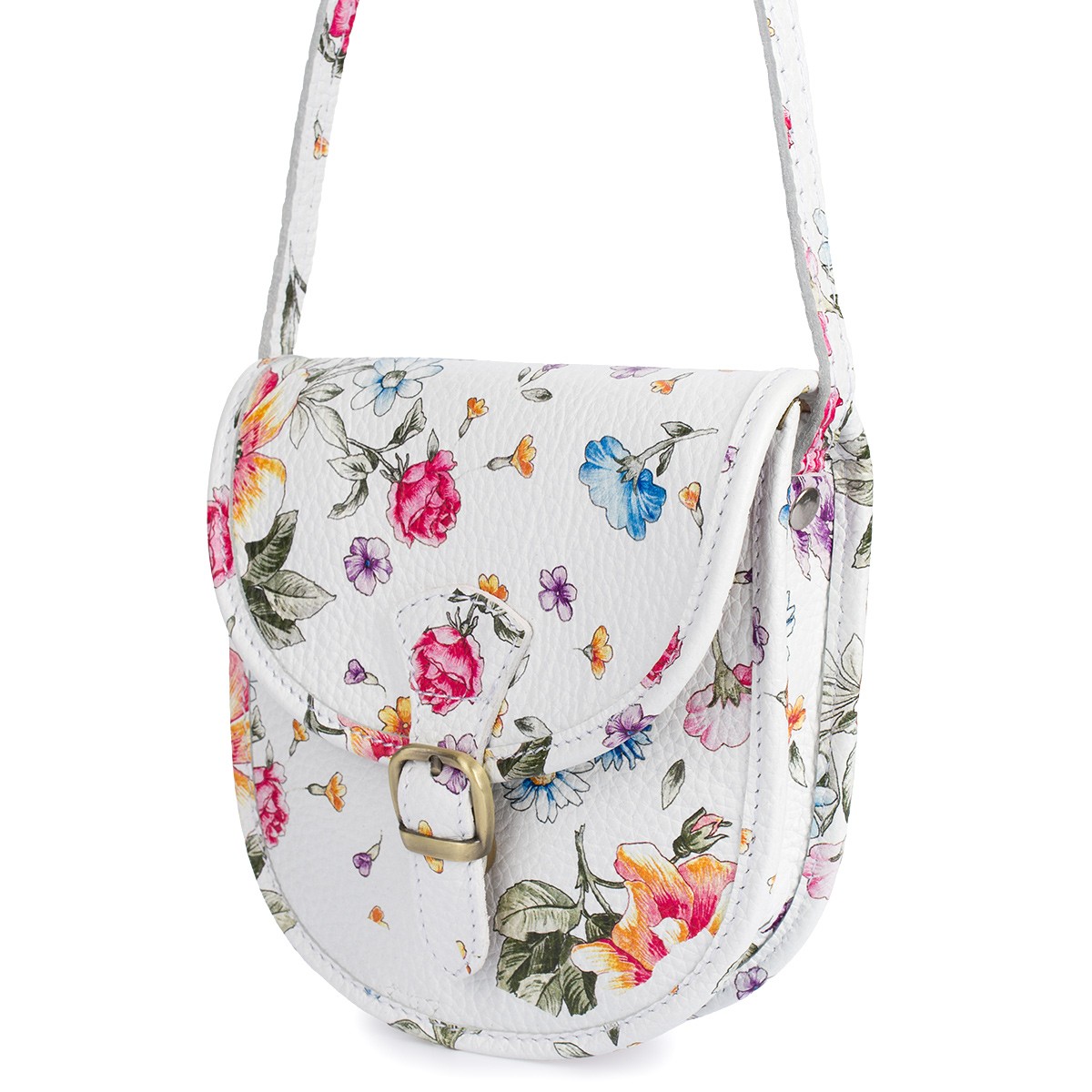 Bílé květy Beltimore Dámská kožená malá kabelka Přes Rameno podkova