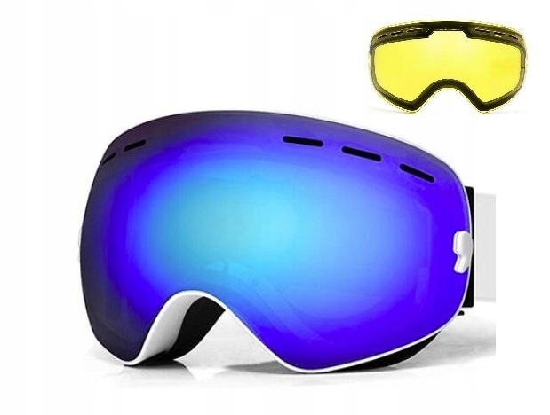 GOGLE NARCIARSKIE SNOWBOARDOWE 4Fun NIEBIESKIE + SZYBKA żółta
