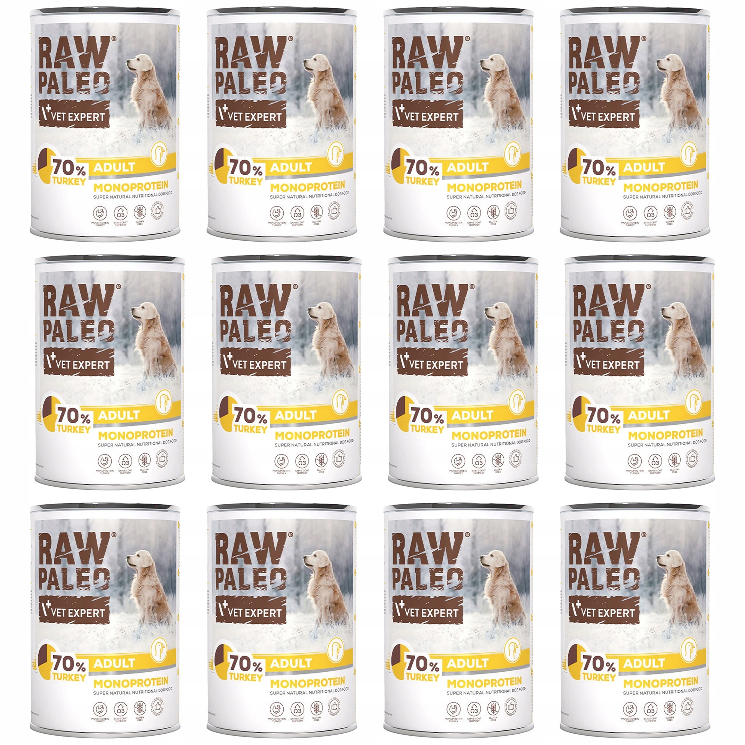 Raw Paleo Monoprotein mokra karma dla psa Indyk 12 x 400g bezzbożowa