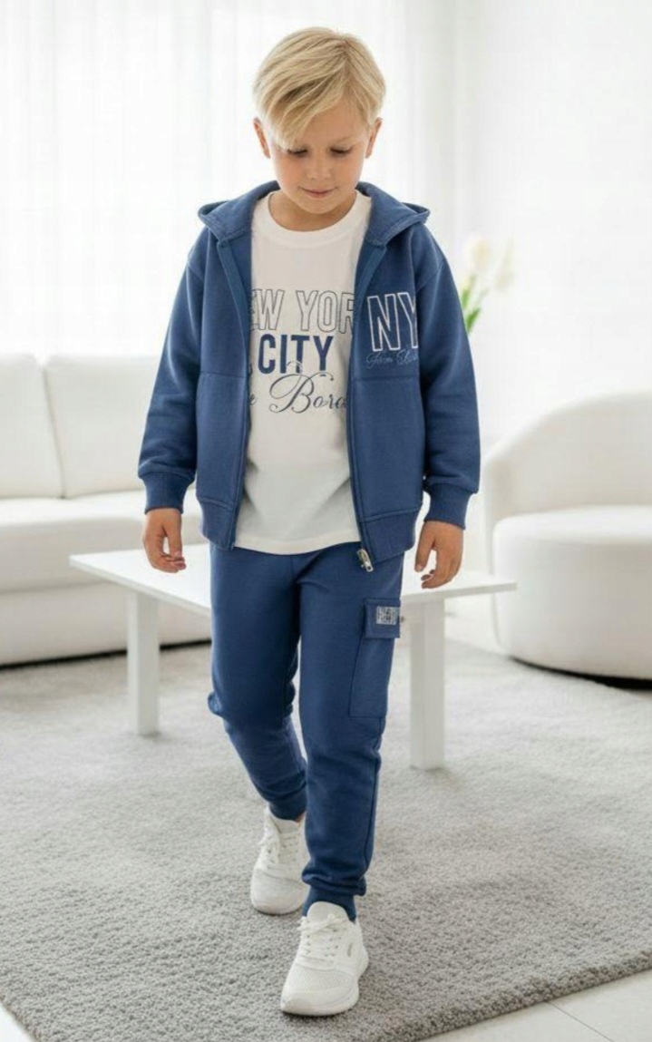 Dres chłopięcy komplet 3 cz. bluza t-shirt spodnie dresowe r 11-12 l. 152