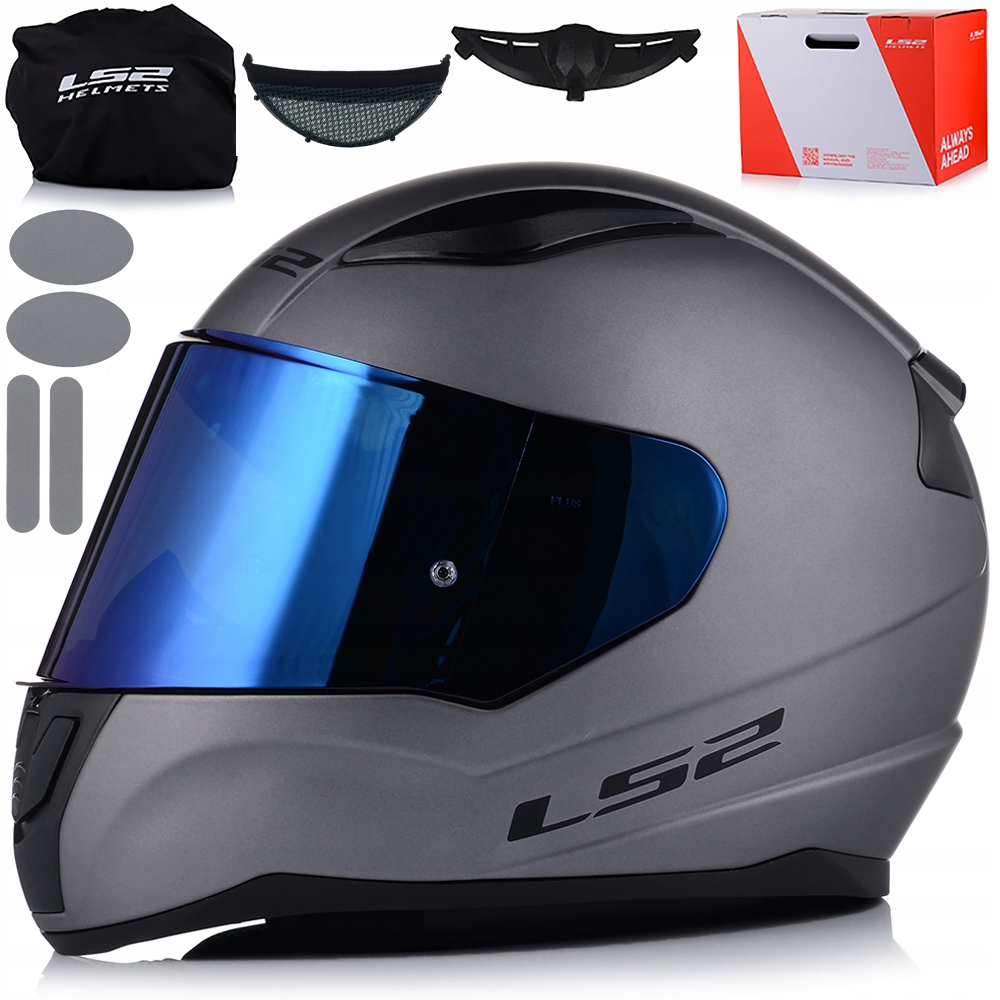 Motocyklová Prilba LS2 FF353 Rapid II Sivá Mat Ece 22.06 Modré Sklo