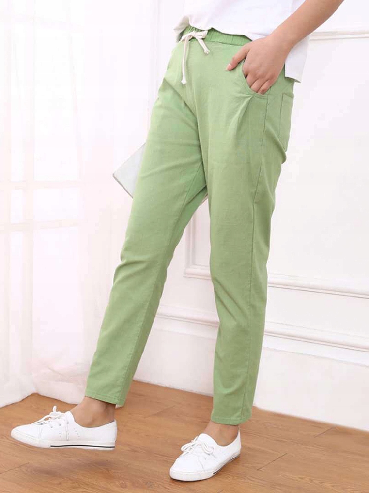 Spodnie 100% Cotton Linen damskie letnie
