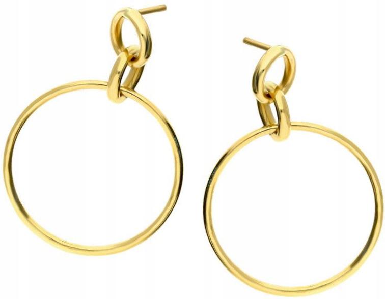 Závěsné zlaté náušnice 585 Kółka kroužky na tyčinku šroubky jako dárek