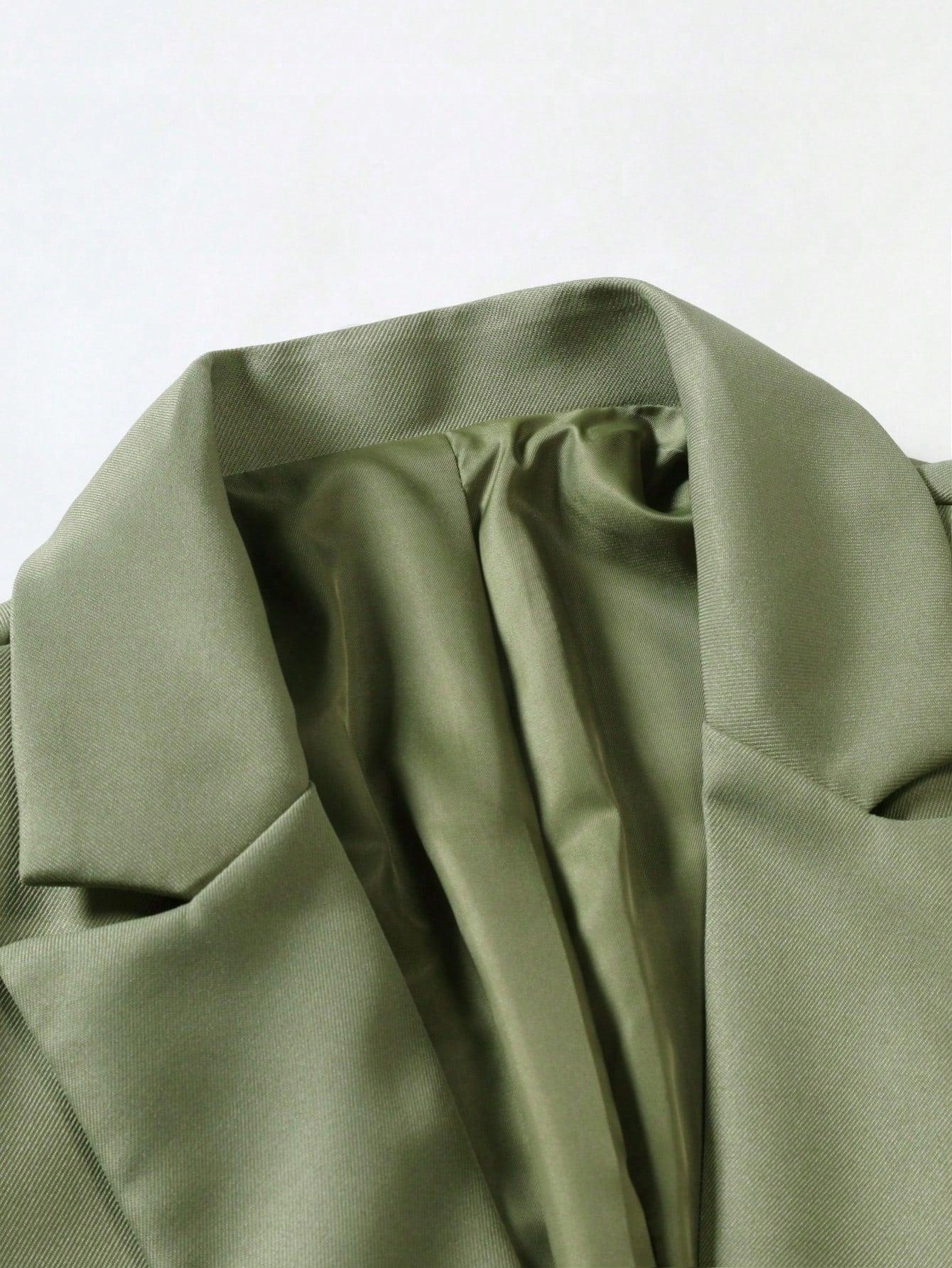 ZIELONY KOMPLET ELEGANCKI GARNITUR MARYNARKA SPODNIE DŁUGIE PROSTE SHEIN L Rozmiar L