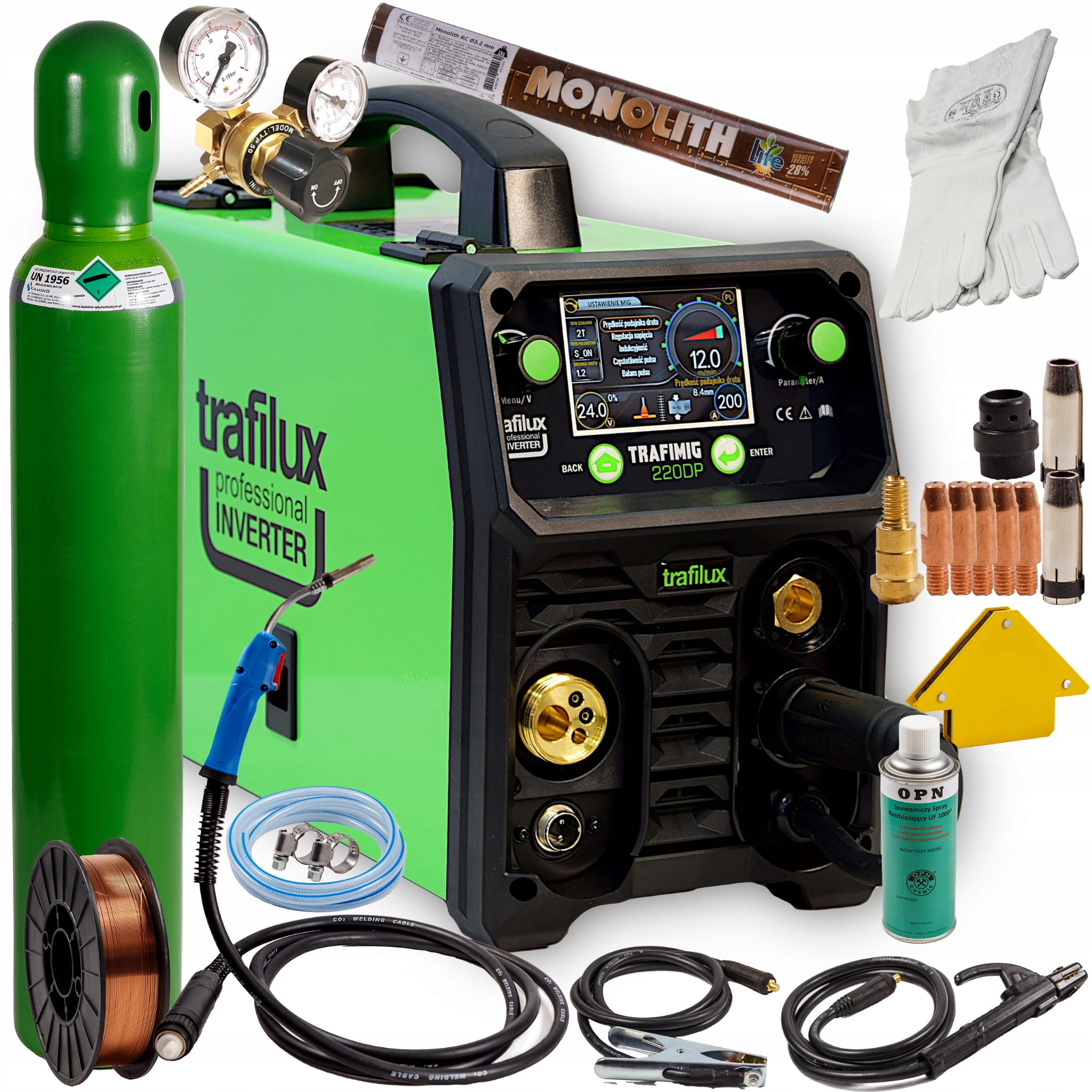 Spawarka Migomat 200a Dual Puls Trafilux 220 synergia zestaw 3 Butla Drut