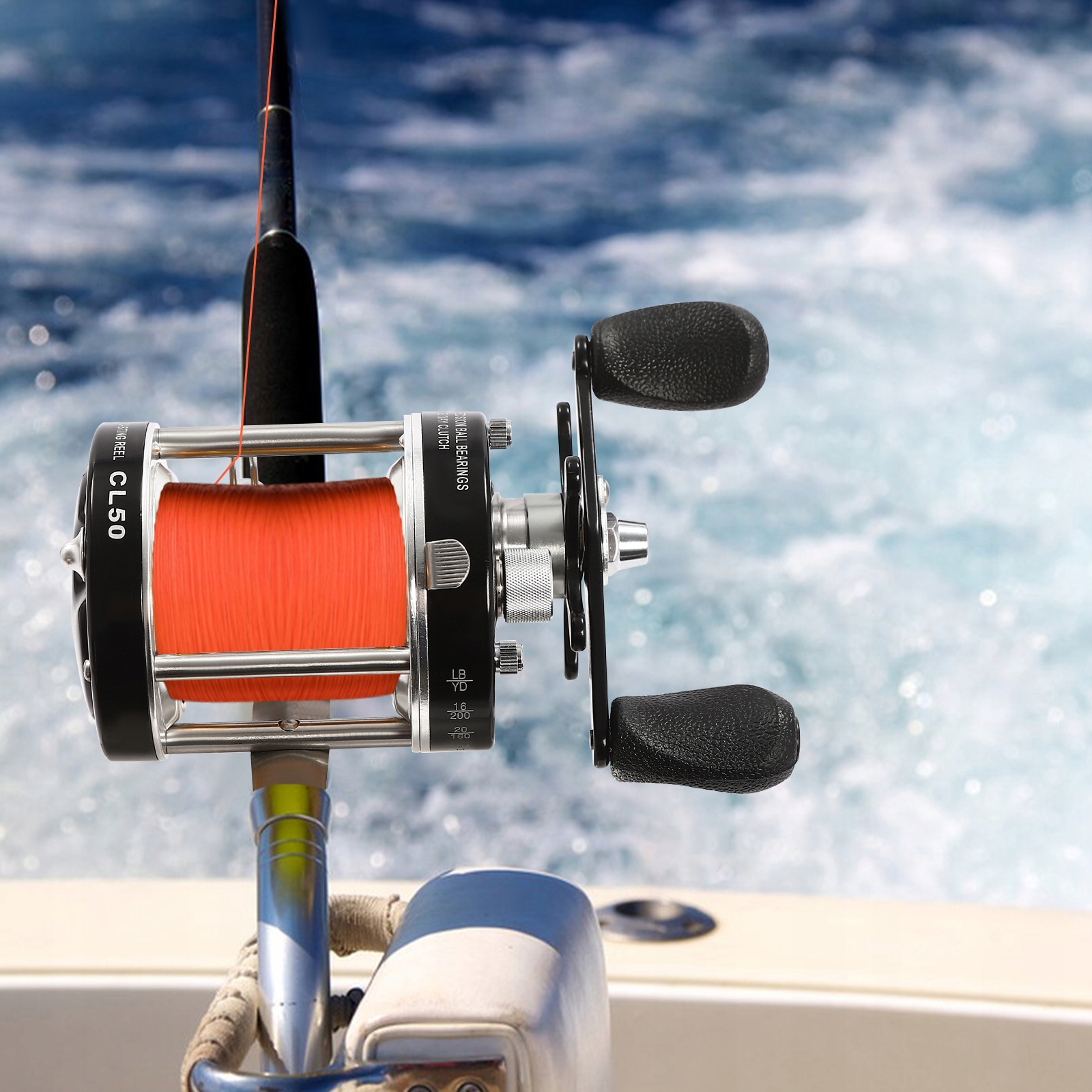 Kołowrotek castingowy, kołowrotek sumowy, 5,2:1, praworęczny, czarny Marka bez marki