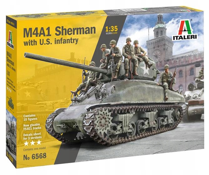 Italeri 6568 1/35 M4A1 Sherman s americkou pěchotou
