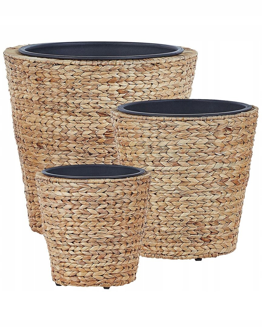 Sada 3 kvetináčov Plaka 29/37/49 cm Prírodný vodný hyacint