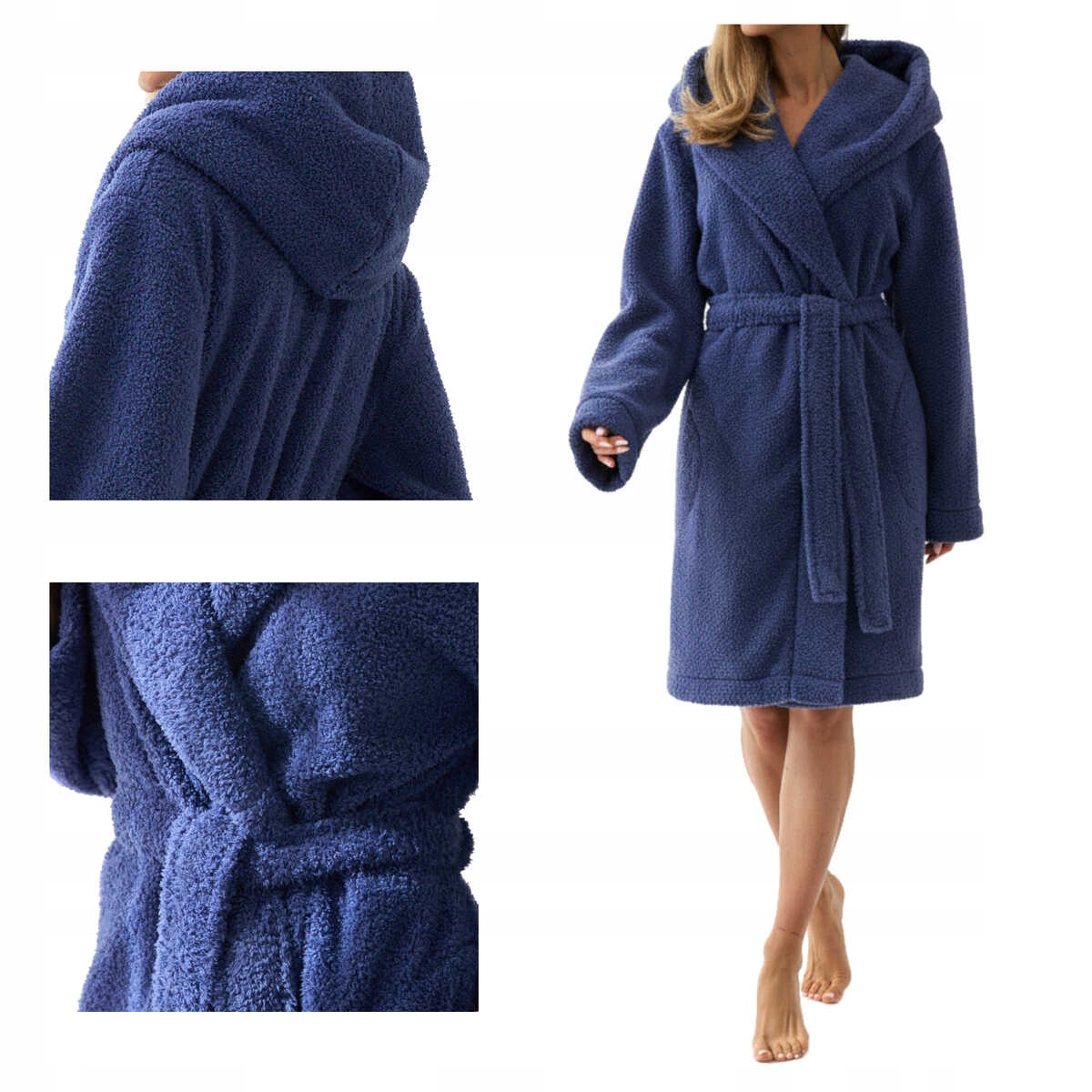 L-L Dámský pohodlný teplý zavazovací župan Heaven 2555 navy XL