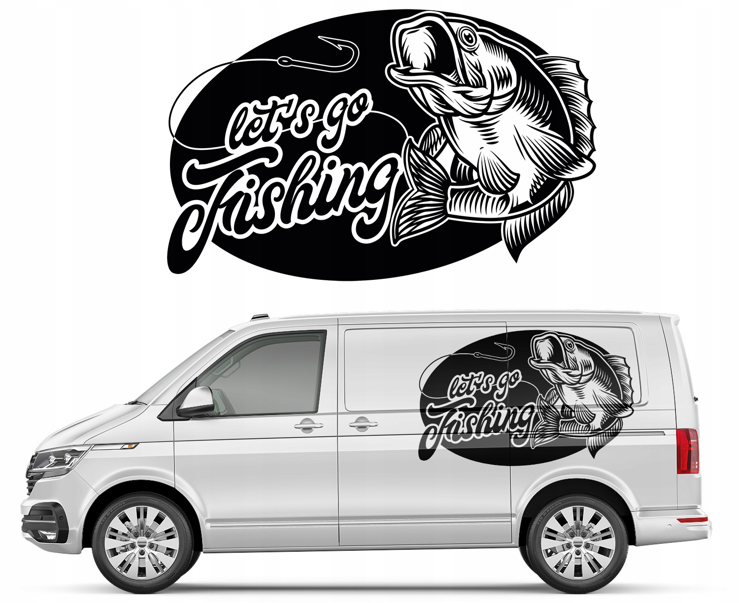 1x Samolepka na auto Let's Go Fishing 94x148 cm
