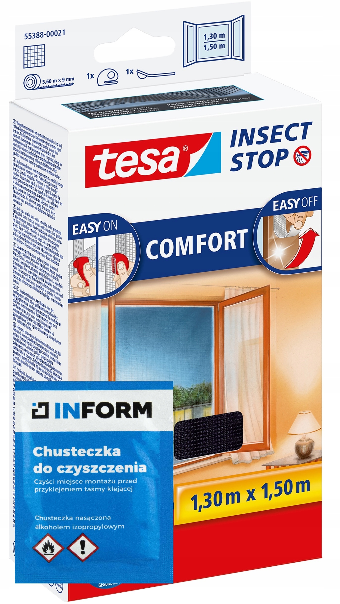 

Moskitiera okienna Tesa Czarna 130x150 +chusteczka