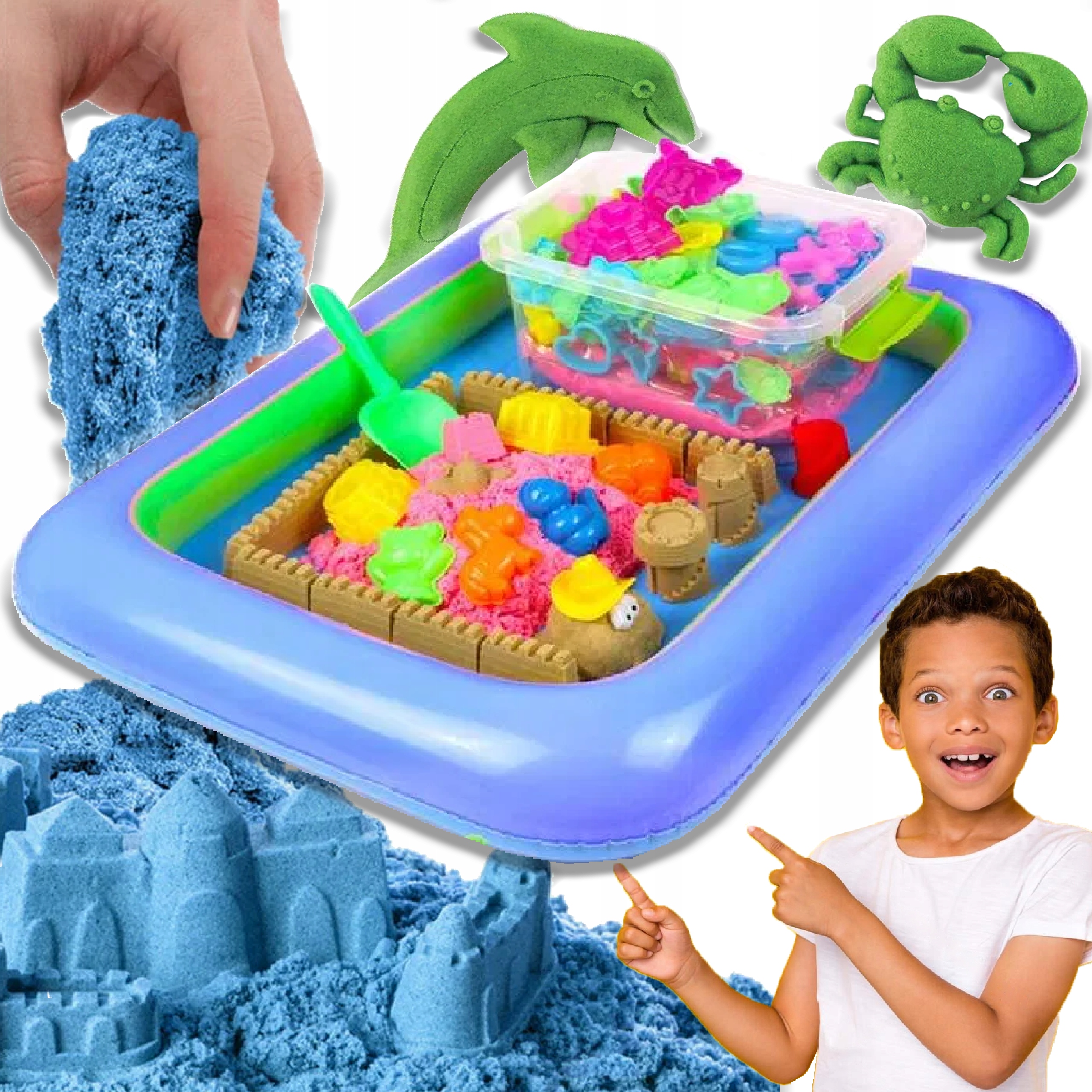 PIASEK KINETYCZNY DLA DZIECI 3KG MAGICZNA PIASKOWNICA BASEN FOREMKI XXL