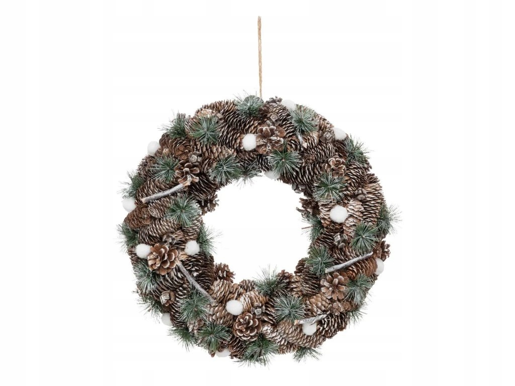 Vianočný veniec so šiškami z borovice, 48,5 cm