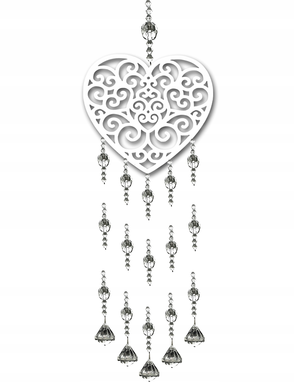 PANEL łapacz dekor kryształki KORALIKI 100cm SERCE