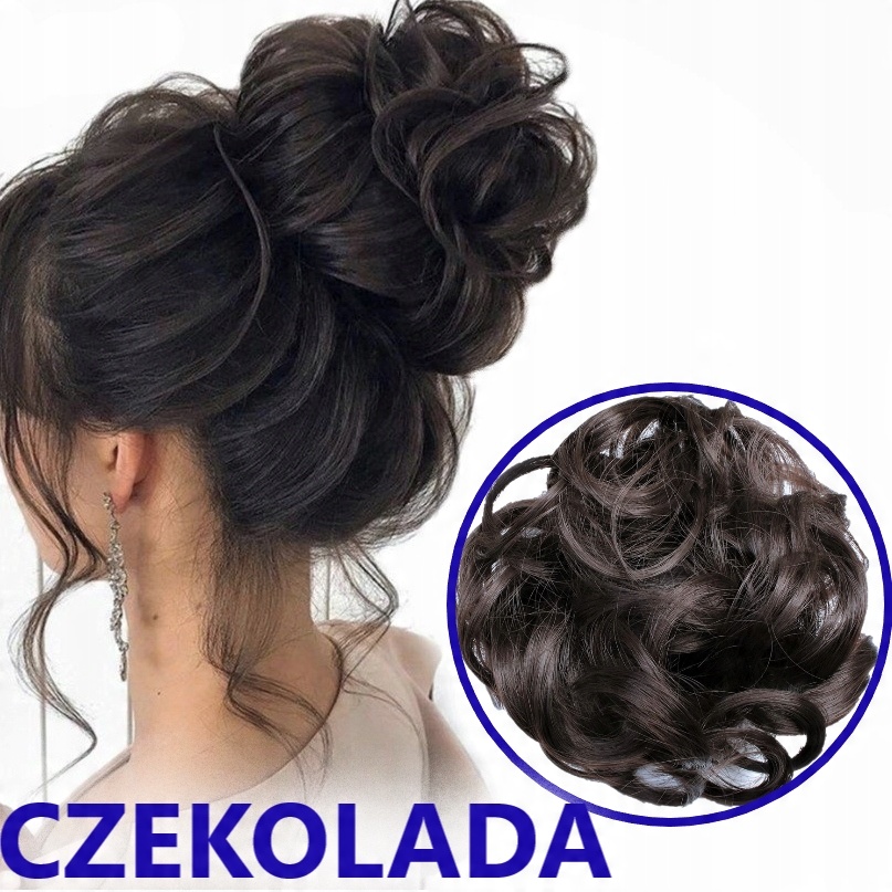 

Doczepiane włosy kok koczek treska gumka Clip-in