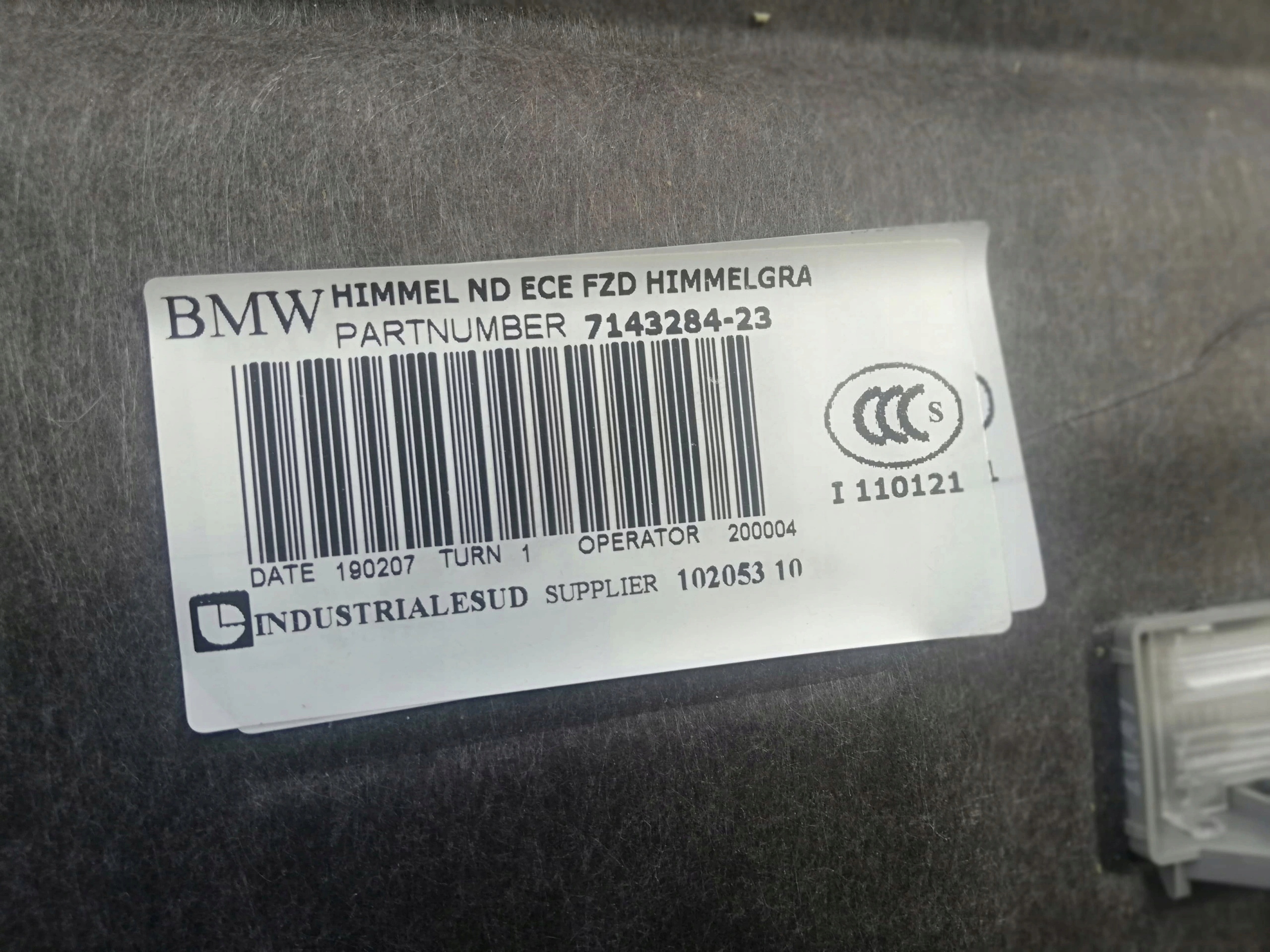 roof upholstery BMW E90 gray