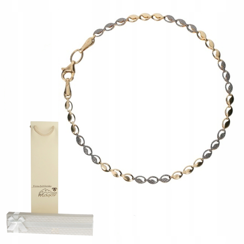 Zlatý náramek Dvoubarevné slzy, zlato 585