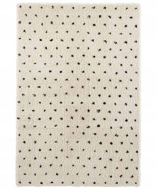 Koberec do obývačky Shaggy krémovo-čierny 200 x 290 cm
