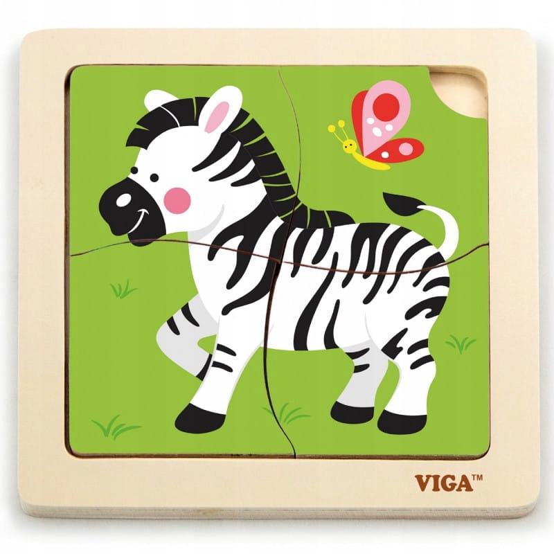 

Viga Drewniane pierwsze puzzle układanka Zebra