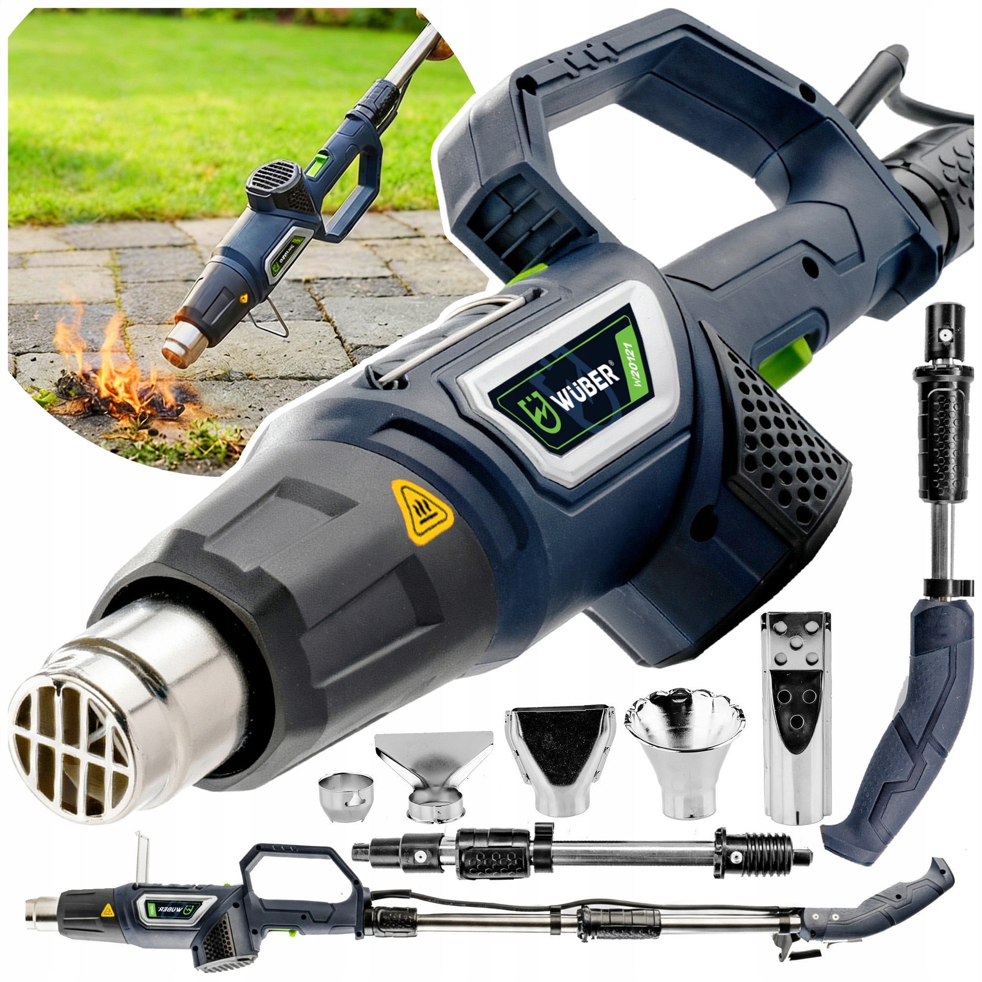 Výkonná Elektrická Horkovzdušná Pistole 3V1 2 Kw Na Výložníku S Regulací 3 Rychlostních Stupňů A 5 Trysek