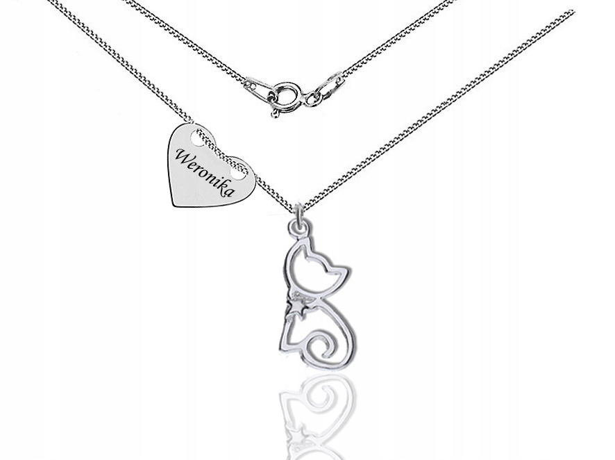 

Naszyjnik Kotek Kot Serce Z Grawerem Srebro Rod