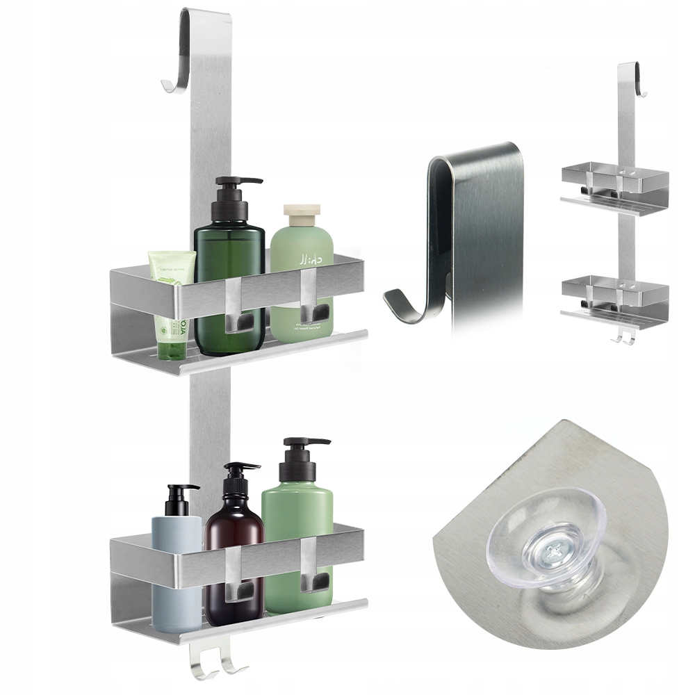 SUS304 Nerezová Ocel Police S Háčky Na Skleněné Dveře Bez Vrtání