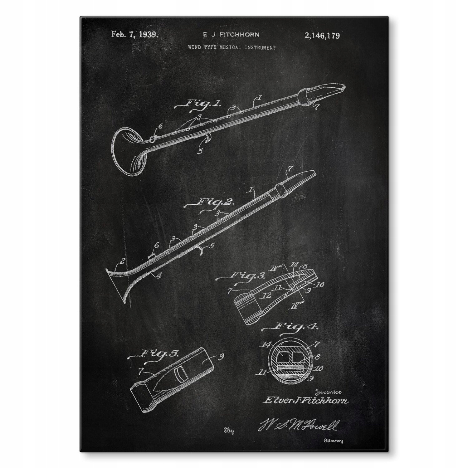 Kovový plakát Flute Musical Slate Szyld Plech 30 x 42 cm Dárek
