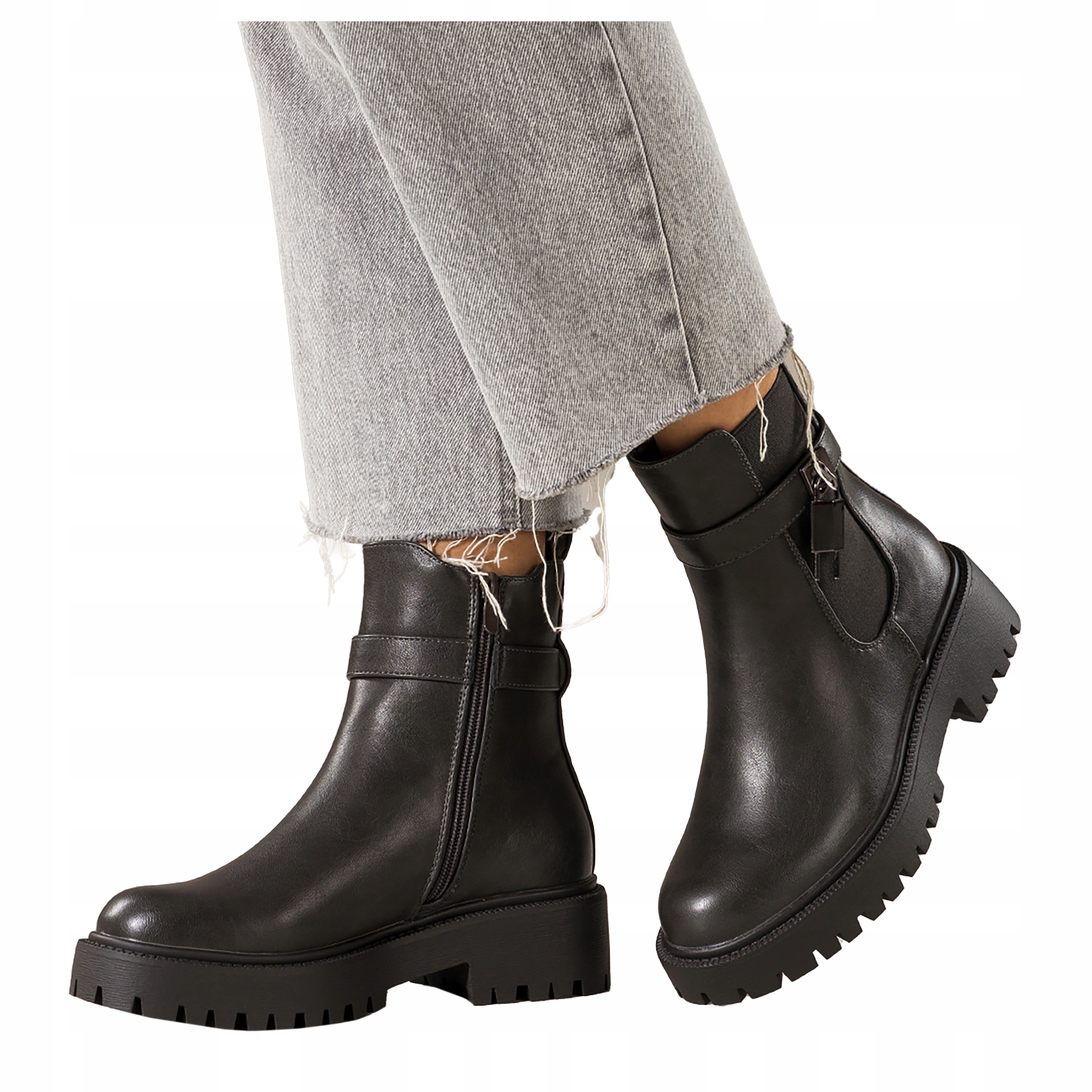 Kotníkové Boty Grafitové Dámské Běžící Platforma Guma Na Svršku Pohodlné vel 38