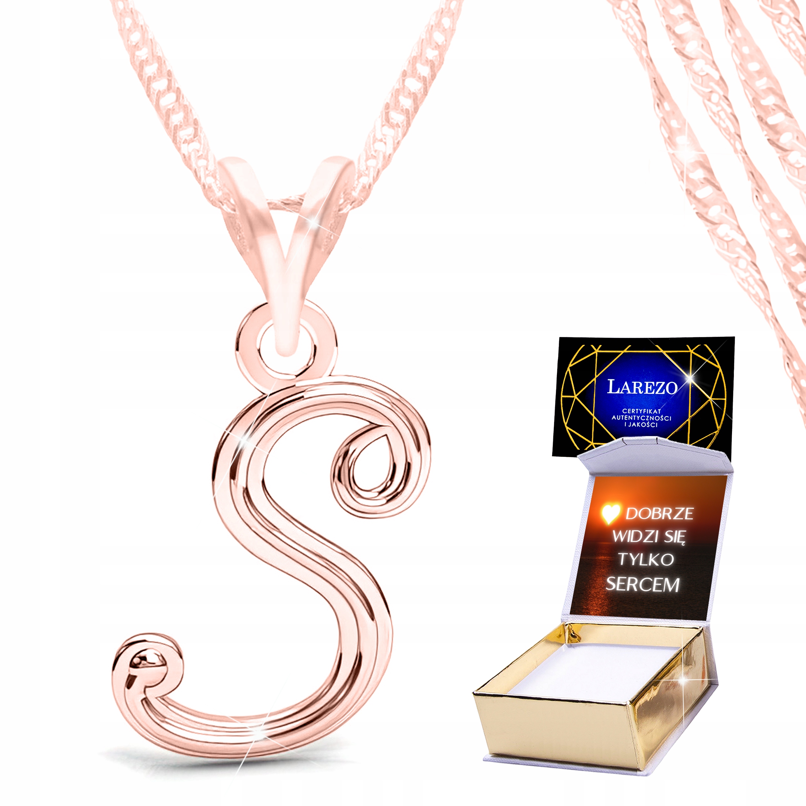 Náhrdelník 925 Pozlacený 18K s písmenem Písmeno S Iniciál Dámské Stříbro Potisk