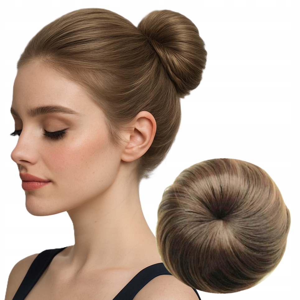 Připínací drdol hladký na gumičce příčesek elegantní Cinnamon Brown světle hnědý