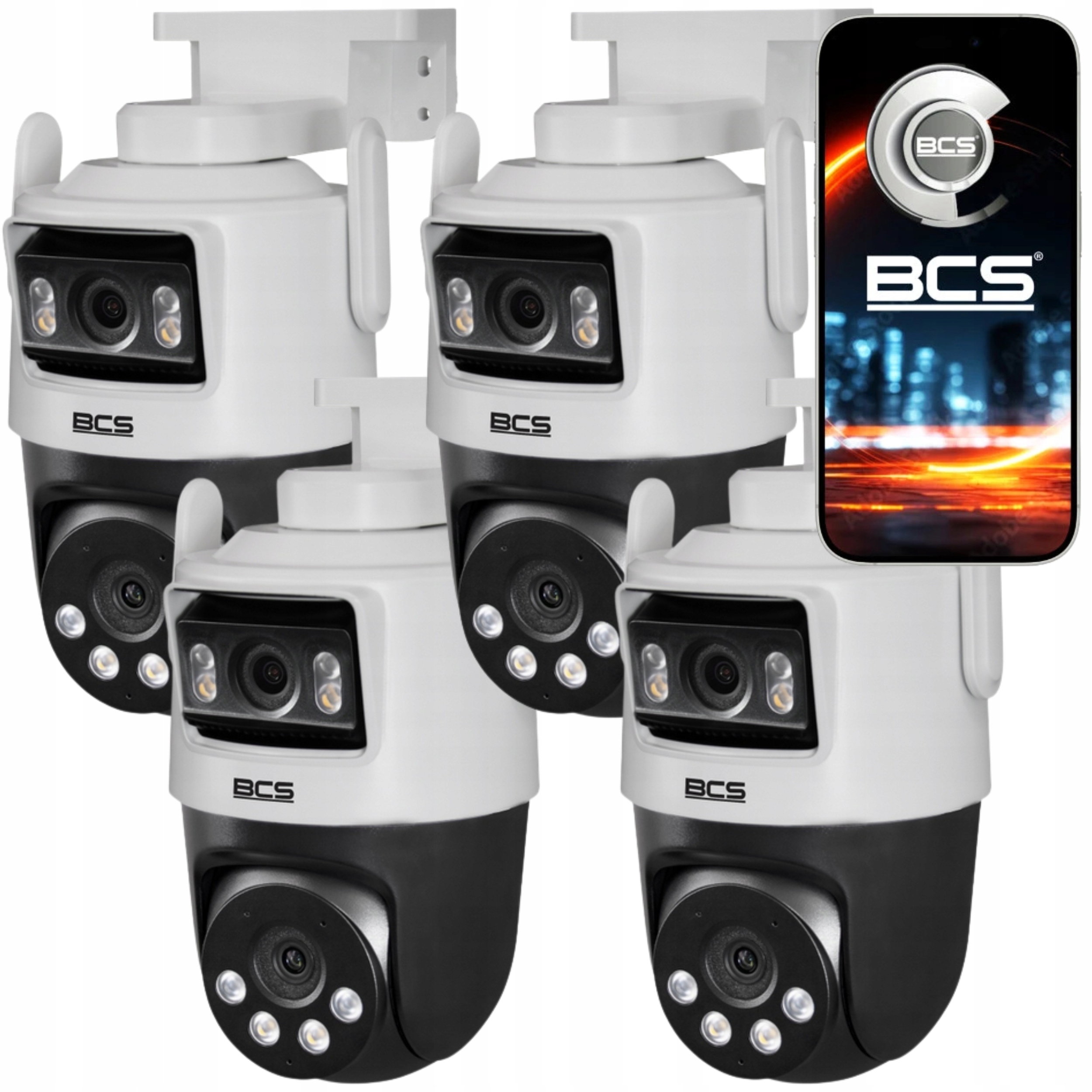Kamera 4X BCS-L-PTHOME06 5MPX IR50M Detekcja IP66 Gniazdo Sd Odstraszanie