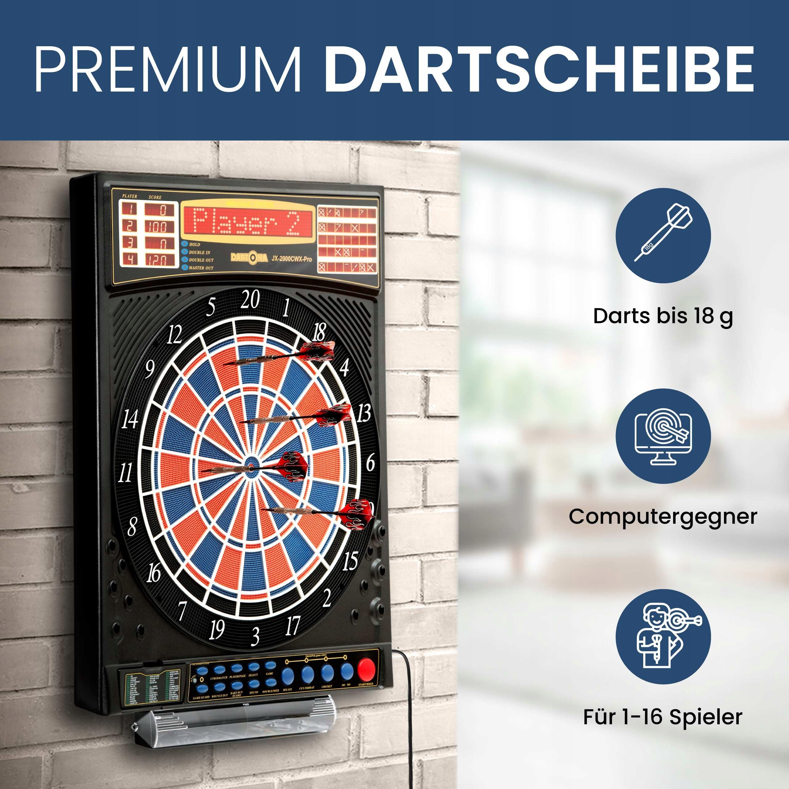 DARTONA Elektroniczna Tarcza JX2000 - 41 Gier, 200 Wariantów — miniatura 2