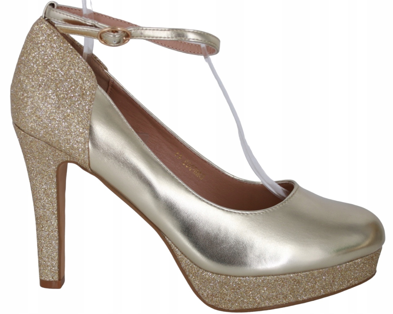 Lodičky Na Platformě Podpatky Zlaté Elegantní Boty Se Třpytkami 43