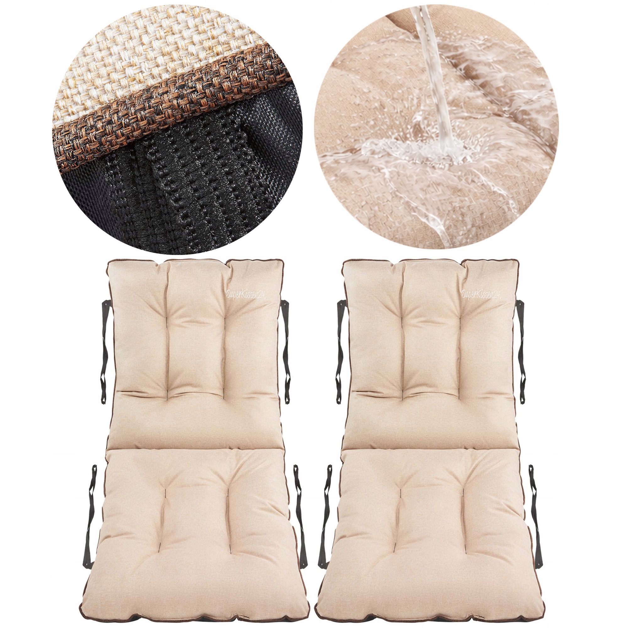 Set polštář Voděodolná na zahradní židli 48x48x48 Len Béžová 2ks
