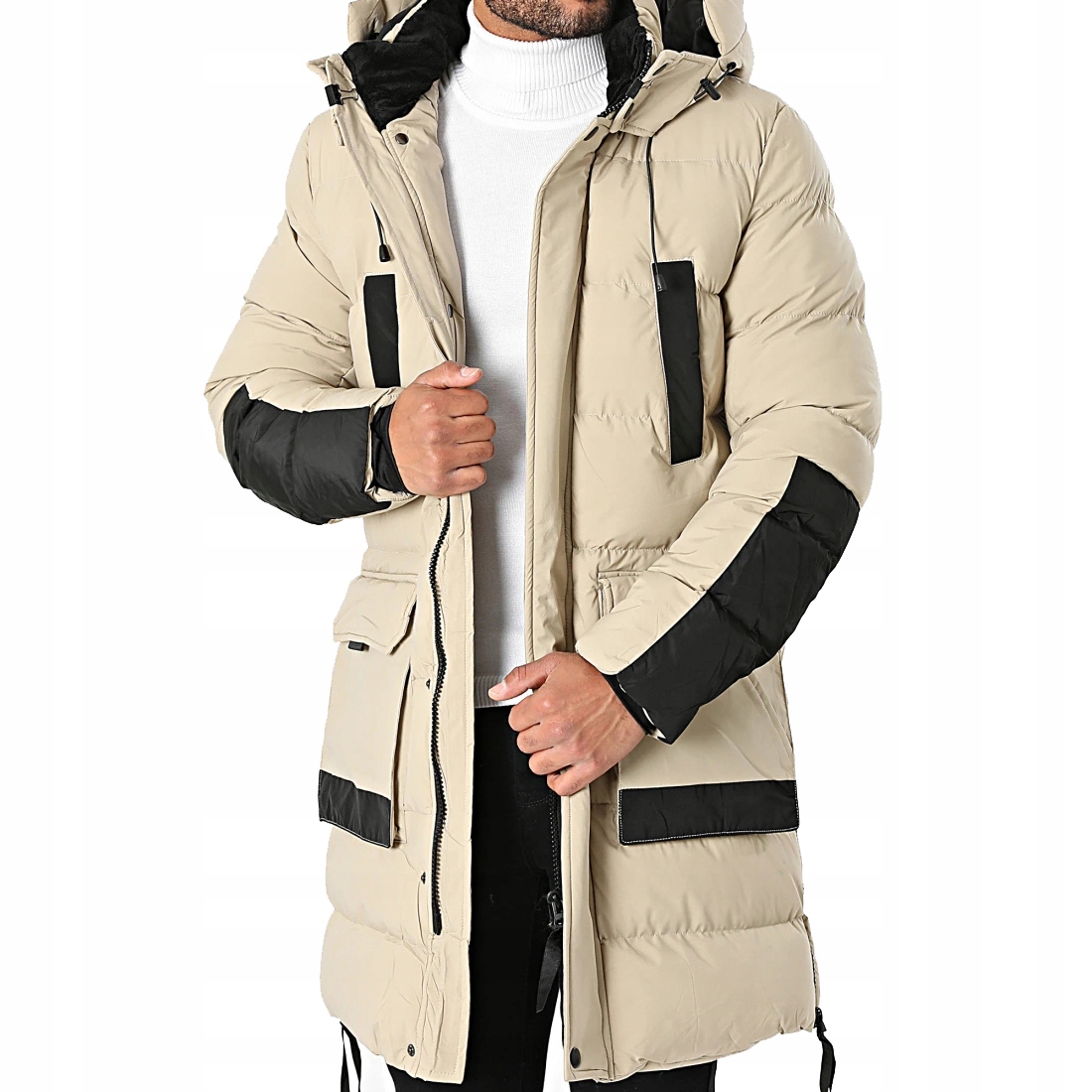 Parkova dlouhá prošívaná péřová bunda