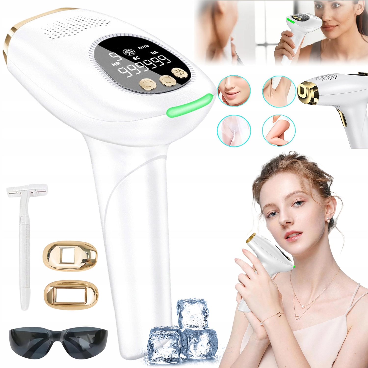 Ipl epilátor Na Vlasy Těla Bikini Nohou Depilace Bezbolestná Bílá