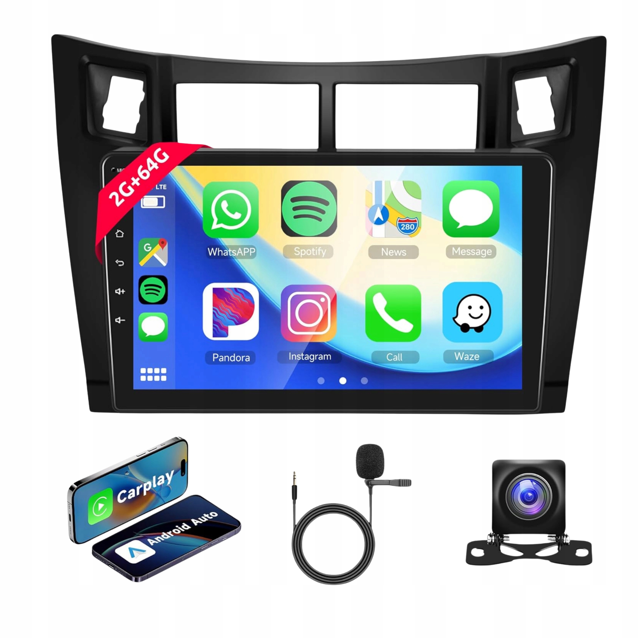 Android rádio Multimediální stanice 2 Din Toyota Yaris 2G/64G Navi CarPlay