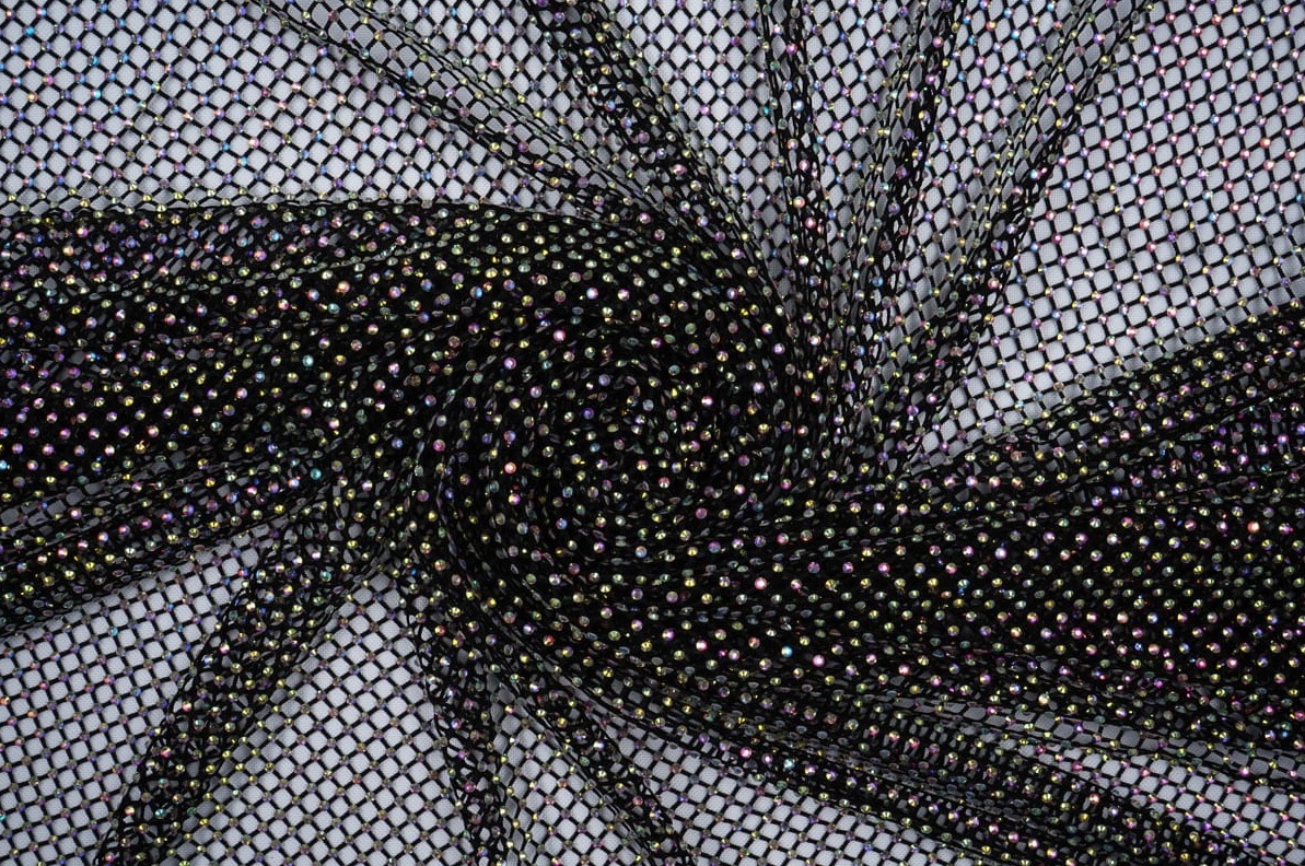 Látka Síťovina Zirkony Multicolor Holo Luxusní Hot Trendy