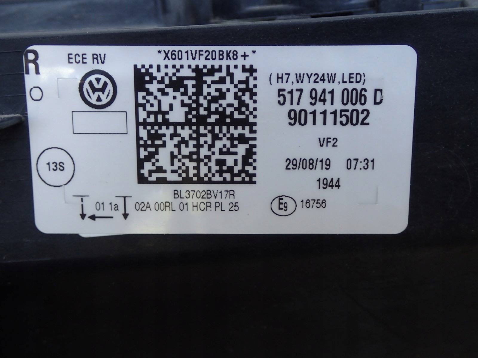 light right right LED VW GOLF SPORTSVAN LIFT 2017