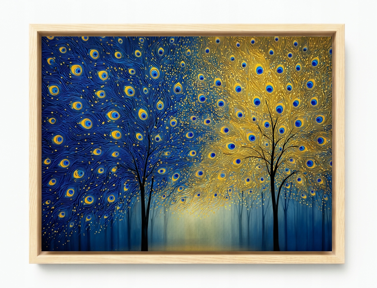 Obraz Rám American Box Stromy Paví Očka Zlato-modrý Van Gogh 100x75