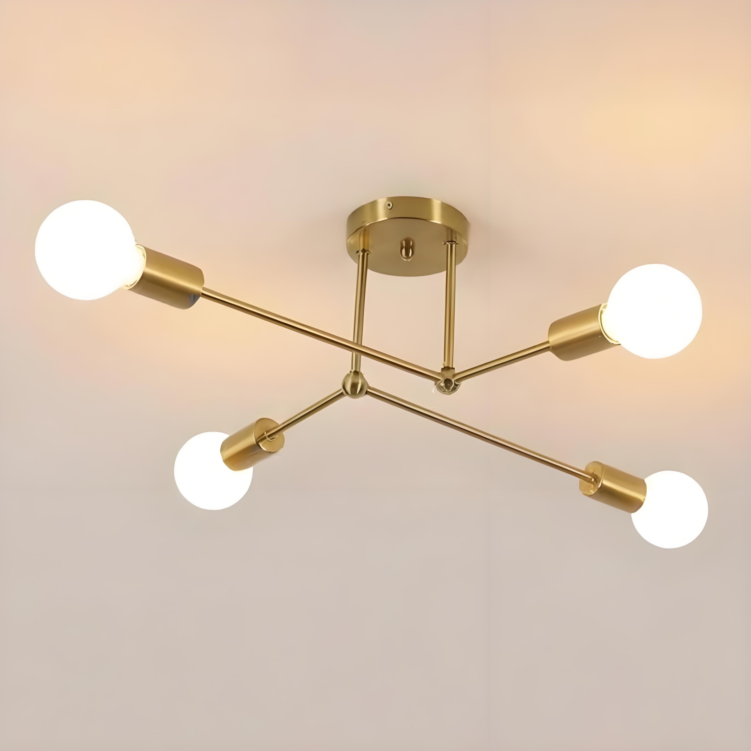 Lampa Sufitowa Żyrandol Złoty Kuchni E27 Nowoczesny