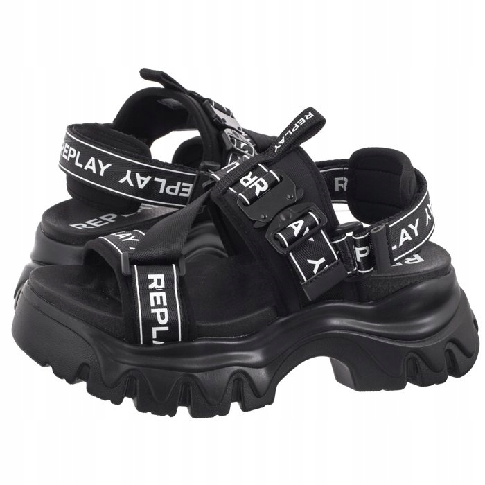 Dámské sandály na platformě Replay Juyce Buckle Black, černé