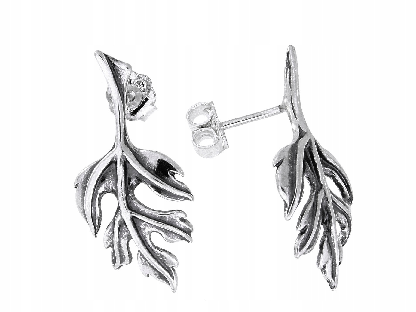 Stříbrné Náušnice Puzetky Velké Listy Oxidované Lístky Puzeta Stříbro 925
