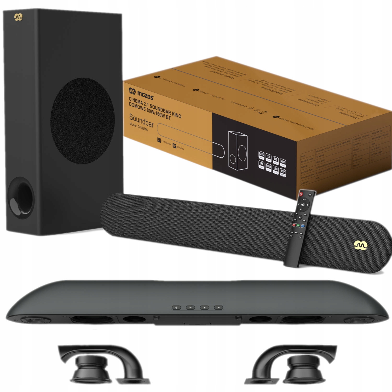 MOZOS CINEMA 2.1 SOUNDBAR KINO DOMOWE KINO DOMOWE DO TELEWIZORA Z PILOTEM Certyfikat CE